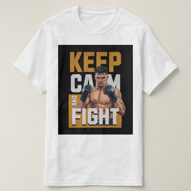 Bewahren Sie Ruhe und kämpfen Sie T-Shirt – MMA Fi (Design vorne)