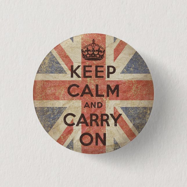 Bewahren Sie Ruhe und Machen Sie Weiter mit UK-Fla Button (Vorderseite)