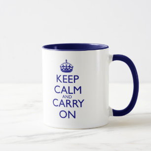 Bewahren Sie Ruhe und Machen Sie Weiter Navy Blau Tasse