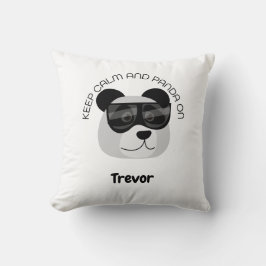 Bewahren Sie Ruhe und Panda an Kissen