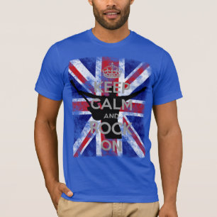 Bewahren Sie Ruhe und Rock On UK-Flagge T-Shirt