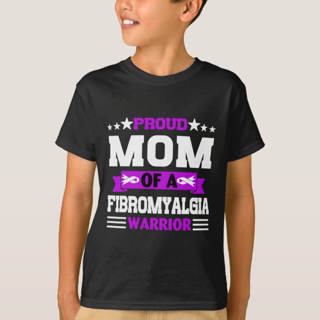 Bewährte Mama Krieger einer Fibromyalgie Bewusstse T-Shirt (Vorderseite)