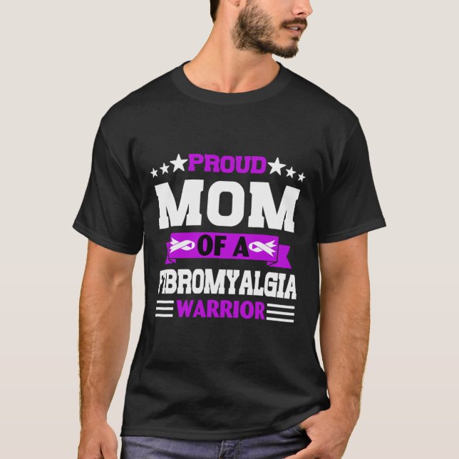 Bewährte Mama Krieger einer Fibromyalgie Bewusstse T-Shirt (Vorderseite)