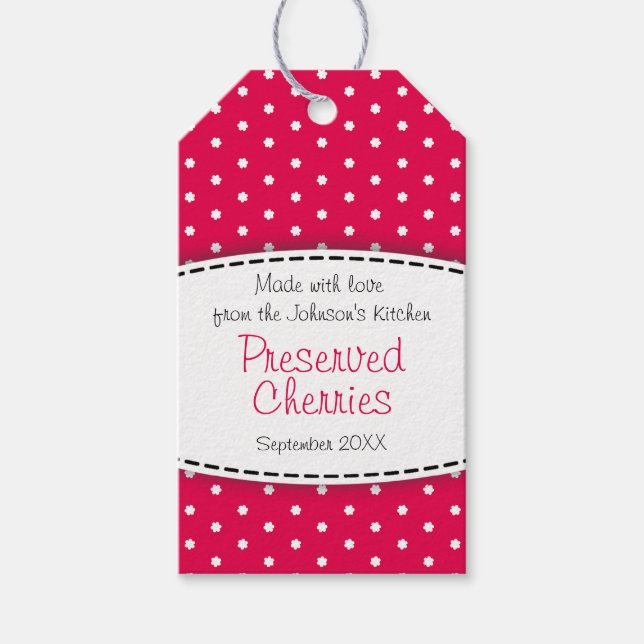 Bewahrte rote Fruchtmarke für Kirschen Geschenkanhänger (Vorderseite)