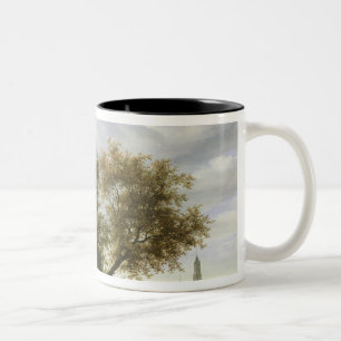 Bewaldete Flusslandschaft Zweifarbige Tasse