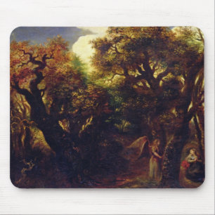 Bewaldete Landschaft mit Hagar und dem Engel Mousepad