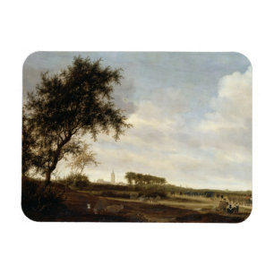Bewaldete Landschaft (Öl auf Platte) Magnet