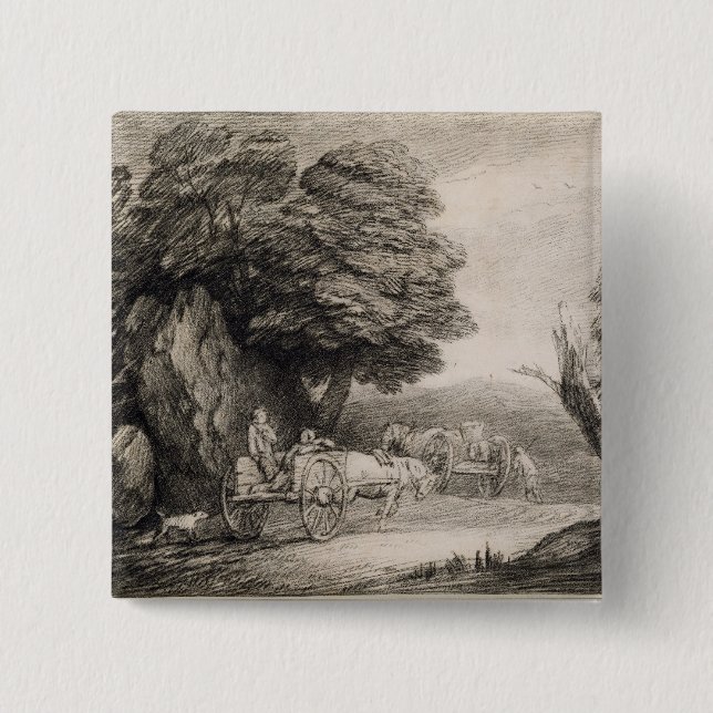 Bewaldete Landschaft Thomas Gainsboroughs | mit Button (Vorderseite)
