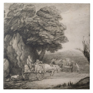 Bewaldete Landschaft Thomas Gainsboroughs   mit Fliese