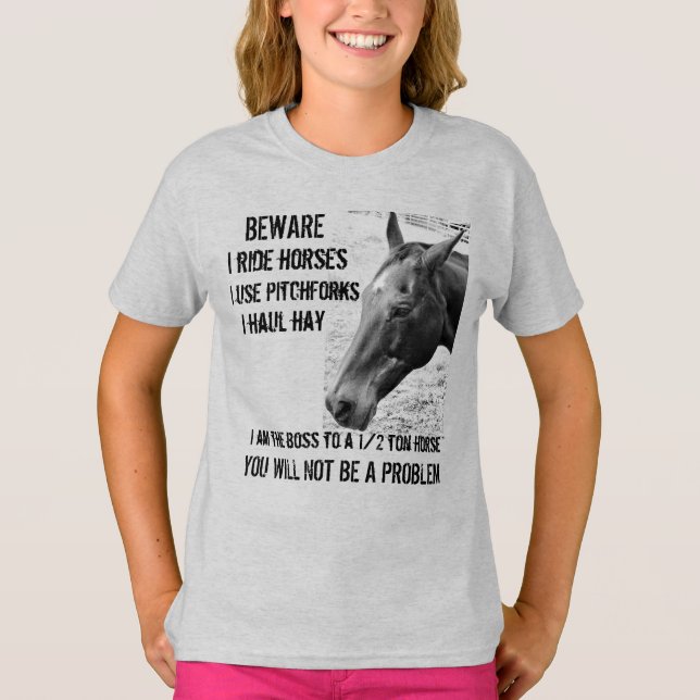 BEWARE - I RIDE HORSES - GIRL-T - Shirt (Vorderseite)