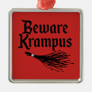 BEWARE KRAMPUS SILBERNES ORNAMENT