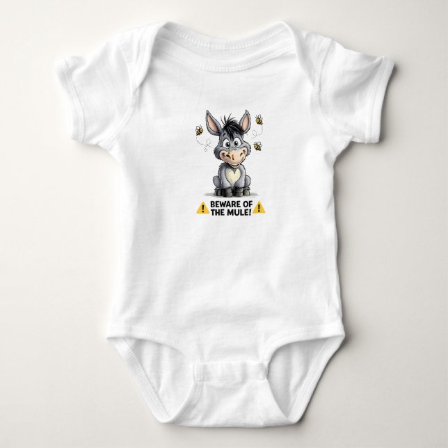 Beware Of The Mule Funny Donkey Warning Design Baby Strampler (Vorderseite)