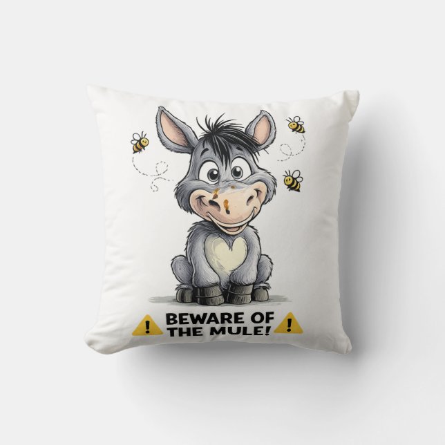 Beware Of The Mule Funny Donkey Warning Design Kissen (Vorderseite)