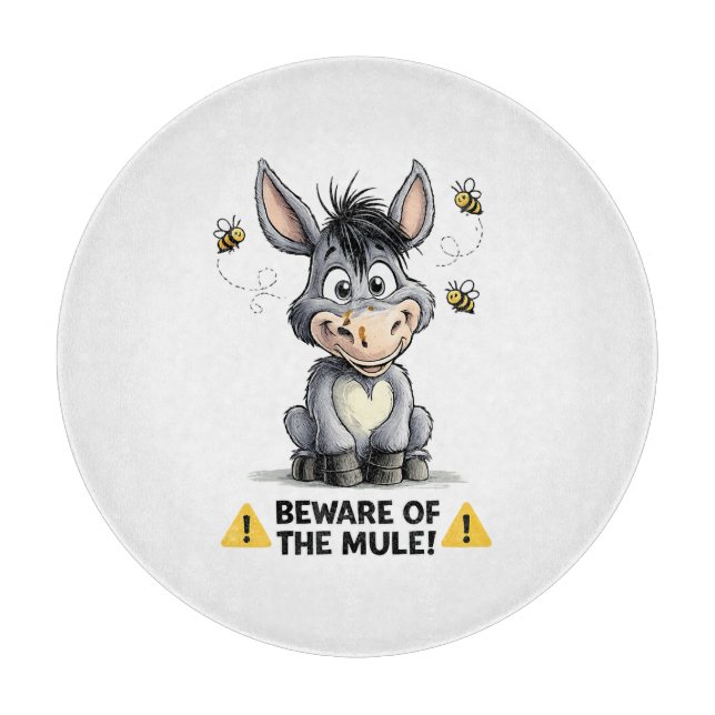Beware Of The Mule Funny Donkey Warning Design Schneidebrett (Vorderseite)