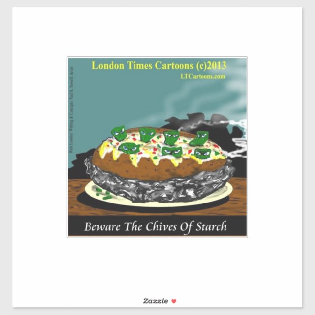 Beware the Chives of Starch – Funny Foodie Cartoon Aufkleber (Blatt)