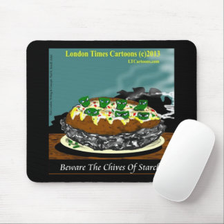 Beware the Chives of Starch – Funny Foodie Cartoon Mousepad