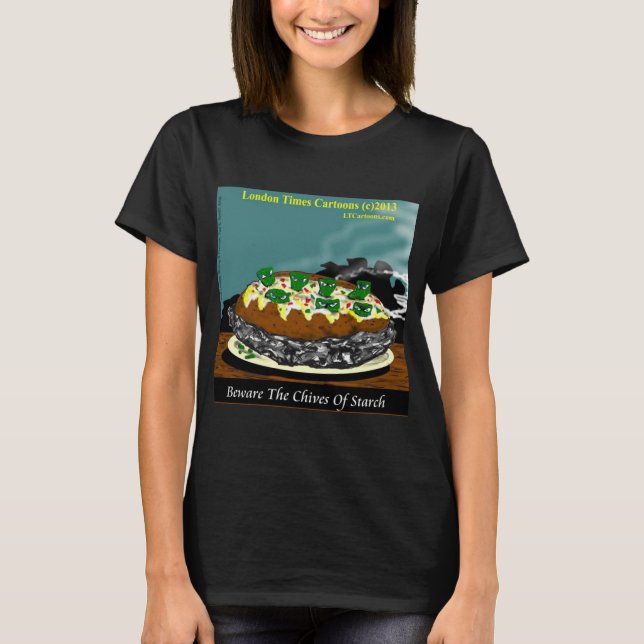 Beware the Chives of Starch – Funny Foodie Cartoon T-Shirt (Vorderseite)