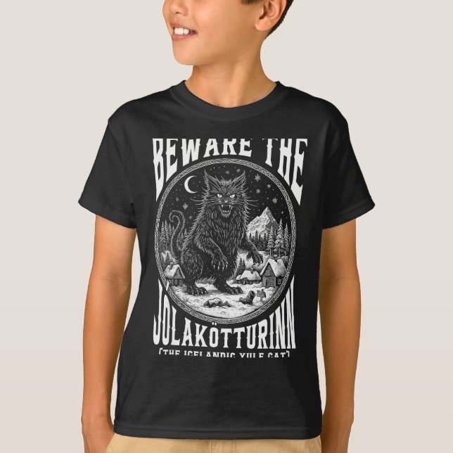 Beware The Jolakotturinn Yule Cat Icelandic Christ T-Shirt (Vorderseite)
