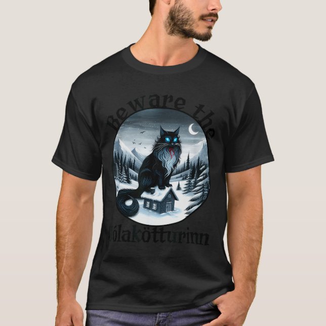Beware The Jolakotturinn Yule Cat Icelandic Christ T-Shirt (Vorderseite)