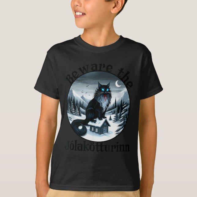 Beware The Jolakotturinn Yule Cat Icelandic Christ T-Shirt (Vorderseite)