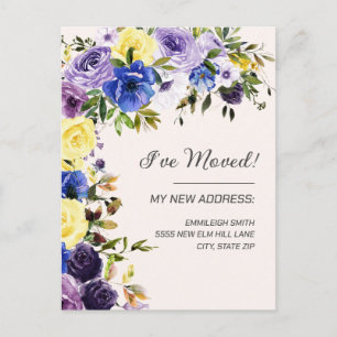 Bewegende Ankündigung Lila Gelbe Blüte Postkarte