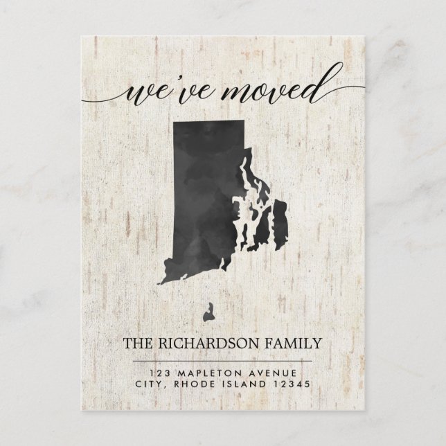 Bewegende Ankündigung, Rhode Island Staat rustikal Einladungspostkarte (Vorderseite)