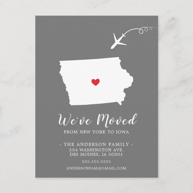 Bewegende Ankündigungs-Staat IOWA Postkarte (Vorderseite)