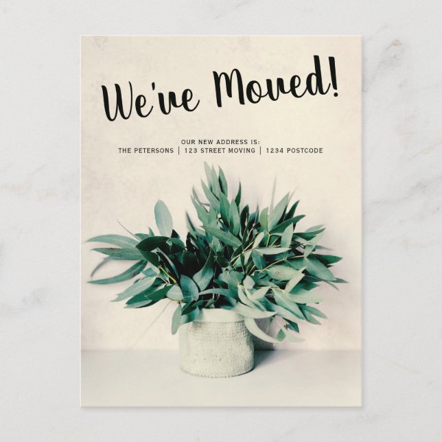 Bewegliche Antriebskraft Mitteilung des Eukalyptus Ankündigungspostkarte (Vorderseite)