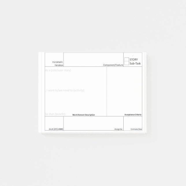 Bewegliche Post-it Klebezettel (Vorderseite)