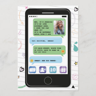 Beweglicher Geburtstag Telefon-Zellen-Foto-Chat Einladung