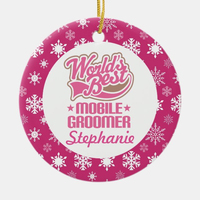 Beweglicher Groomer-personalisiertes Keramik Ornament (Vorne)