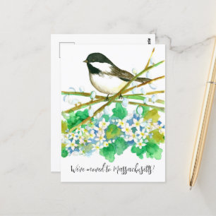 Bewegung Ankündigung Massachusetts Chickadee Blume Postkarte