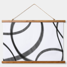 Bewegung in Schwarz und Weiß Wandteppich Mit Holzrahmen