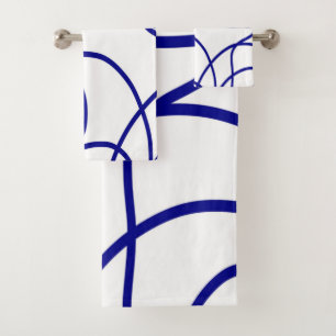 Bewegung: Linie Art in Blau und Weiß Badhandtuch Set