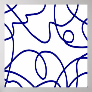 Bewegung: Linie Art in Blau und Weiß Poster