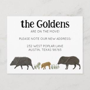 BEWEGUNGSANKÜNDIGUNG Familie Javelina Südwesten Postkarte