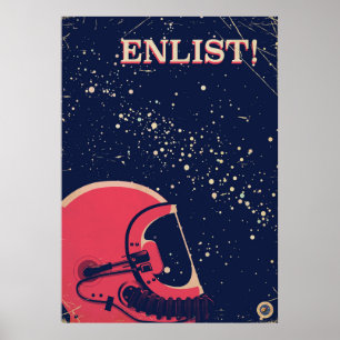 Bewerben Sie sich! Vintage-Weltraumplakat Poster