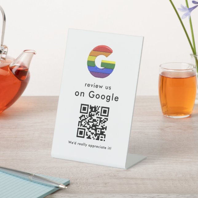 Bewerte uns QR-Code-Schild | Google-Bewertung Sockelschild (In SItu)