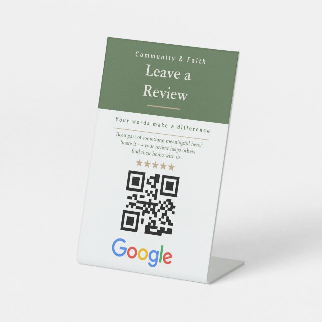 Bewerten Sie QR-Code-Schilder | Google-Bewertung | Sockelschild (Vorderseite)