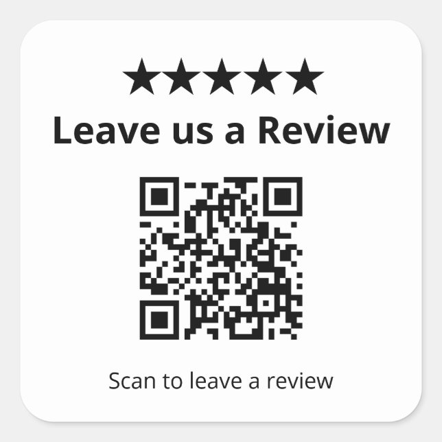 Bewerten Sie uns QR-Code | Kundenbewertung  Quadratischer Aufkleber (Vorderseite)