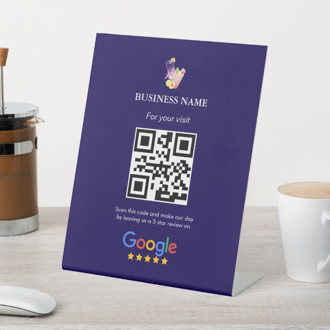 Bewerten Sie uns QR-Code-Schild | Google-Bewertung Sockelschild (In SItu)