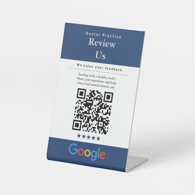 Bewerten Sie uns QR-Code-Schild | Google-Bewertung Sockelschild (Vorderseite)