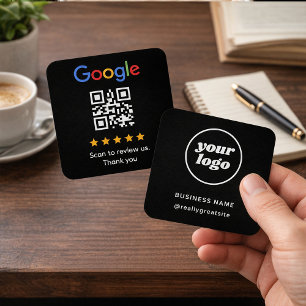 Bewerten Sie uns Schwarz Minimales QR-Code Templat