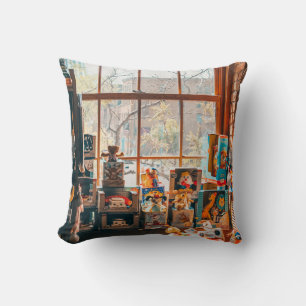 BEWERTETES PLUSH-SPIEL AUF BROWN-HOLZSCHELF KISSEN