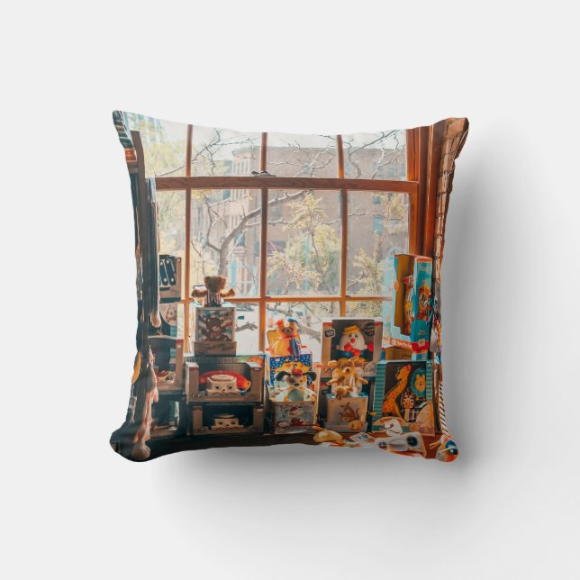 BEWERTETES PLUSH-SPIEL AUF BROWN-HOLZSCHELF KISSEN (Vorderseite)