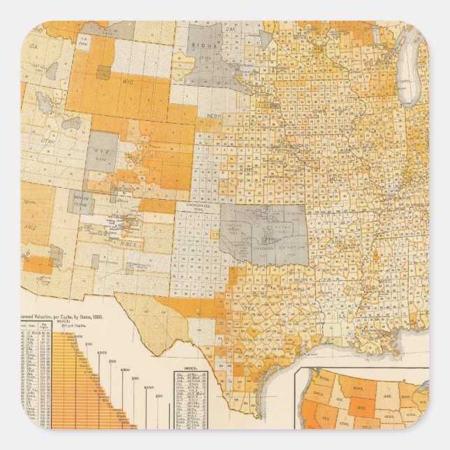 Bewertung der Länder Quadratischer Aufkleber (Vorderseite)