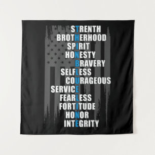 Bewertung der Polizei für die Strafverfolgungsflag Wandteppich