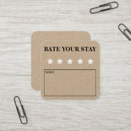 Bewertung Ihrer Bleibe Airbnb Hospitality-Feedback Quadratische Visitenkarte