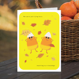 Bewertung von Segnungen | Gelber Konservenkornfall Feiertagskarte