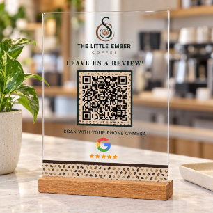 Bewertungs-QR-Code für Coffeeshops Klarer Kaffeebo Acrylschild
